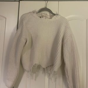 Dress Forum White Fuzzy Sweater